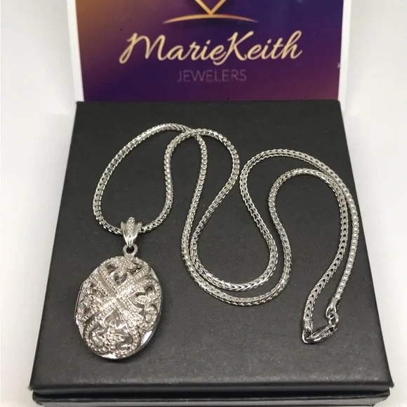 925 Sterling Silver Filigree locket Pendant Necklace size 20” - Picture 1 of 16